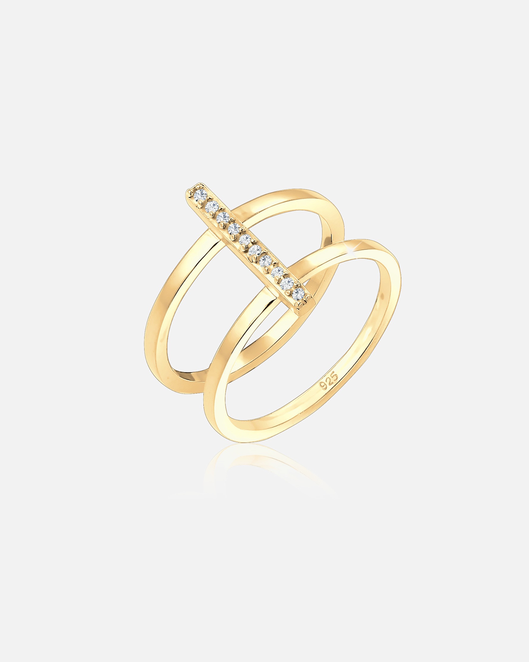 Anillo Elli Geo Minimal Filigree para mujer (plata 925/1000) con cristal