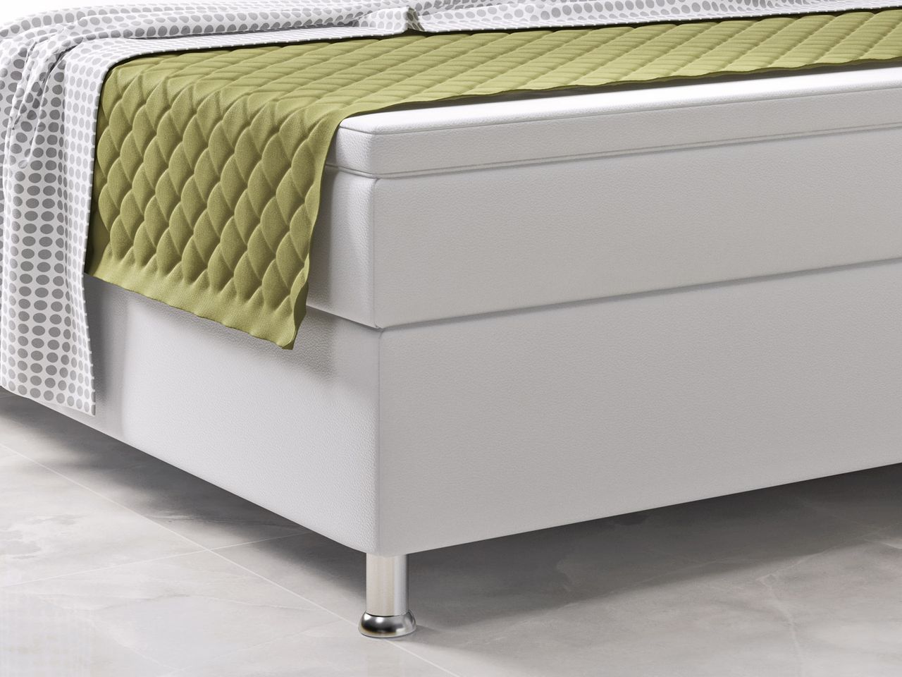 IHG Boxspringbett Riva 180x200 cm Kunstleder Weiß