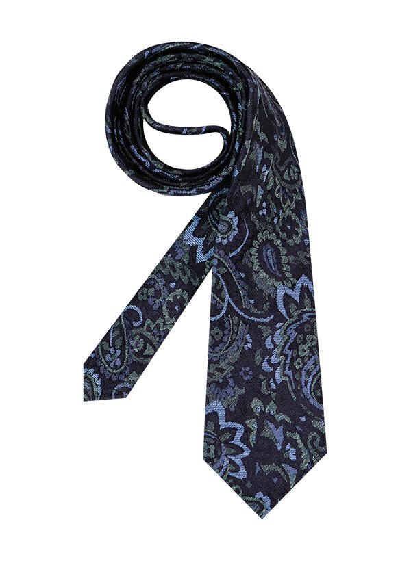 Ascot, Krawatte, Seide, navy-graugrün paisley
