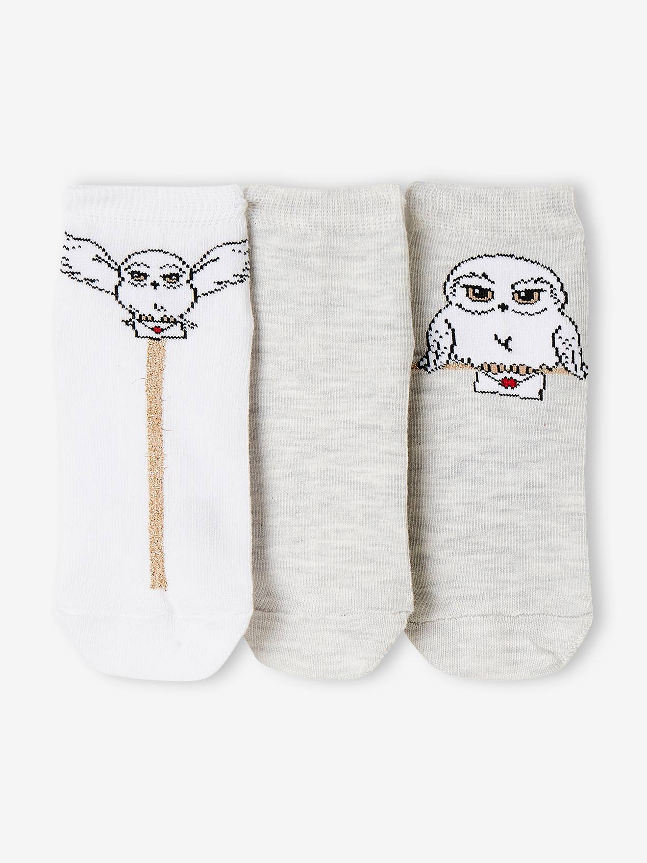 Lot de 3 paires de mi-chaussettes fille Harry Potter® gris clair chine