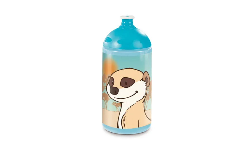 NICI Trinkflasche Erdmännchen-Familie, 0,5l blau