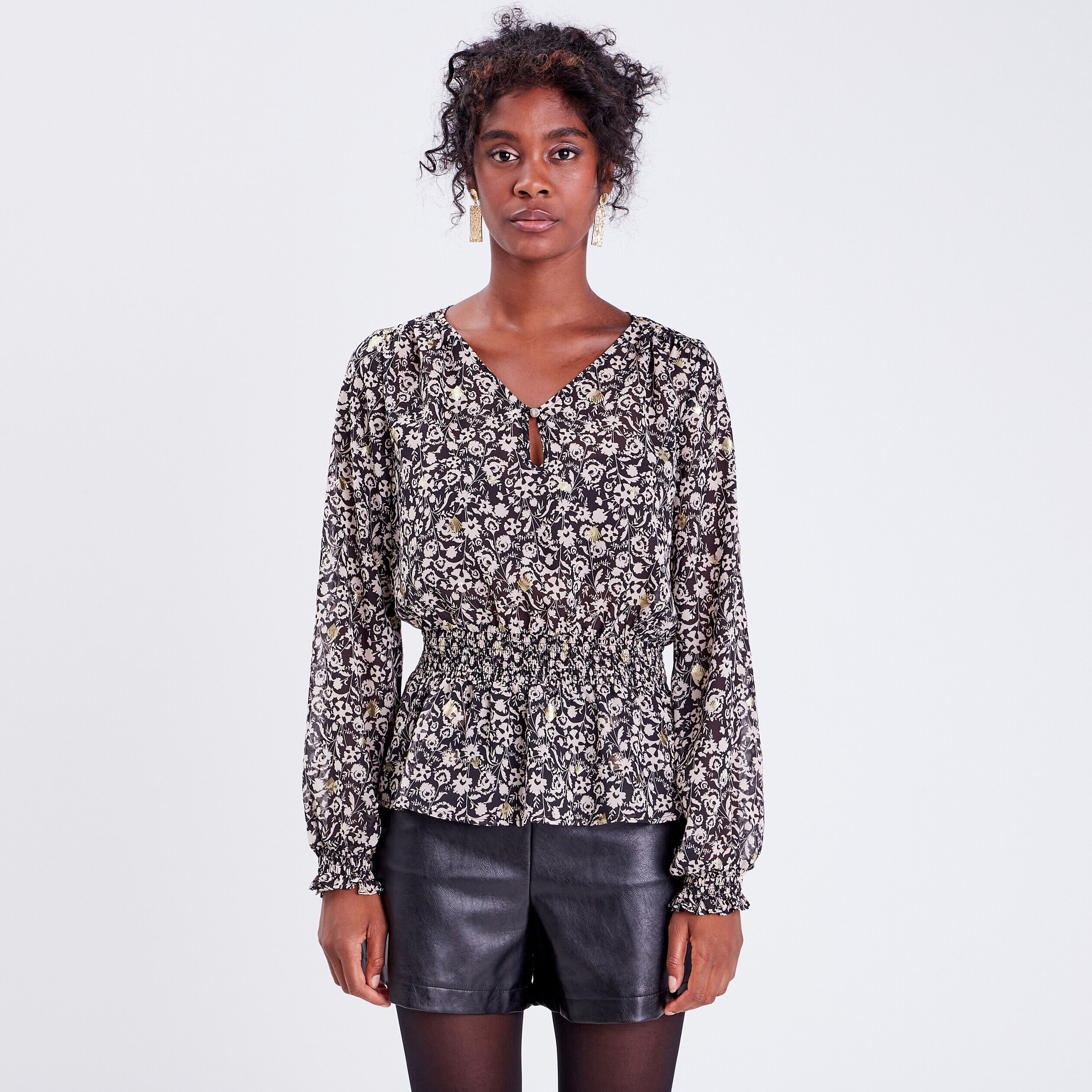 Blouse manches longues noir femme | Cache Cache