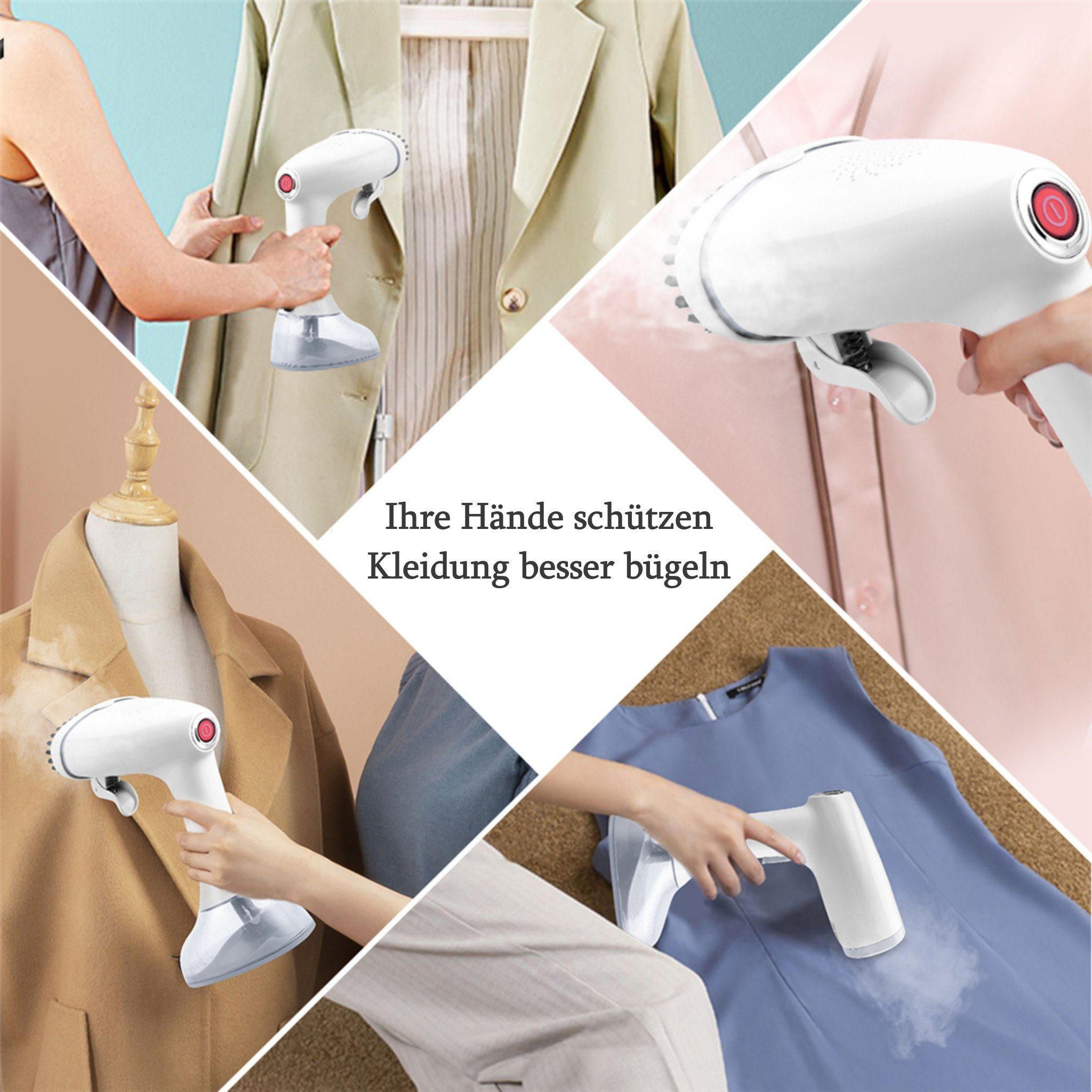 CkeyiN Dampfbürste Handdampfbürste, tragbare Haushaltsdampfbürste, 1640,00 W, glatte Bodenplatte aus Edelstahl, 350ml-Wassertank
