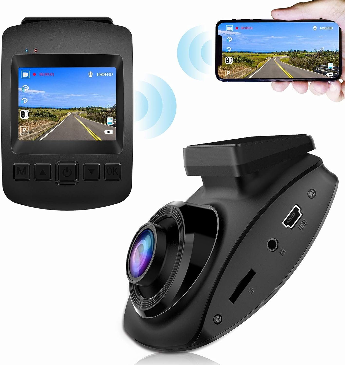 Mutoy Autokamera Dashcam WiFi Full HD 1080P,2 Zoll Bildschirm,170°Weitwinkel Dashcam (Full HD, WLAN (Wi-Fi), Auto Kamera mit Notzeichnung, Schleifenaufzeichnung, Parküberwachung/G-Sensor, Bewegungserkennung)