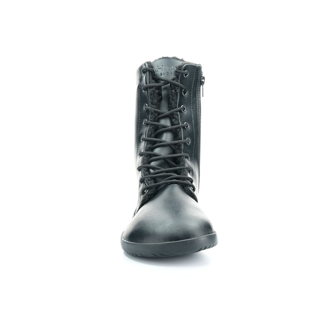 Ahinsa Jaya Schwarze Barfuß-Halbstiefel mit Reißverschluss und Futter