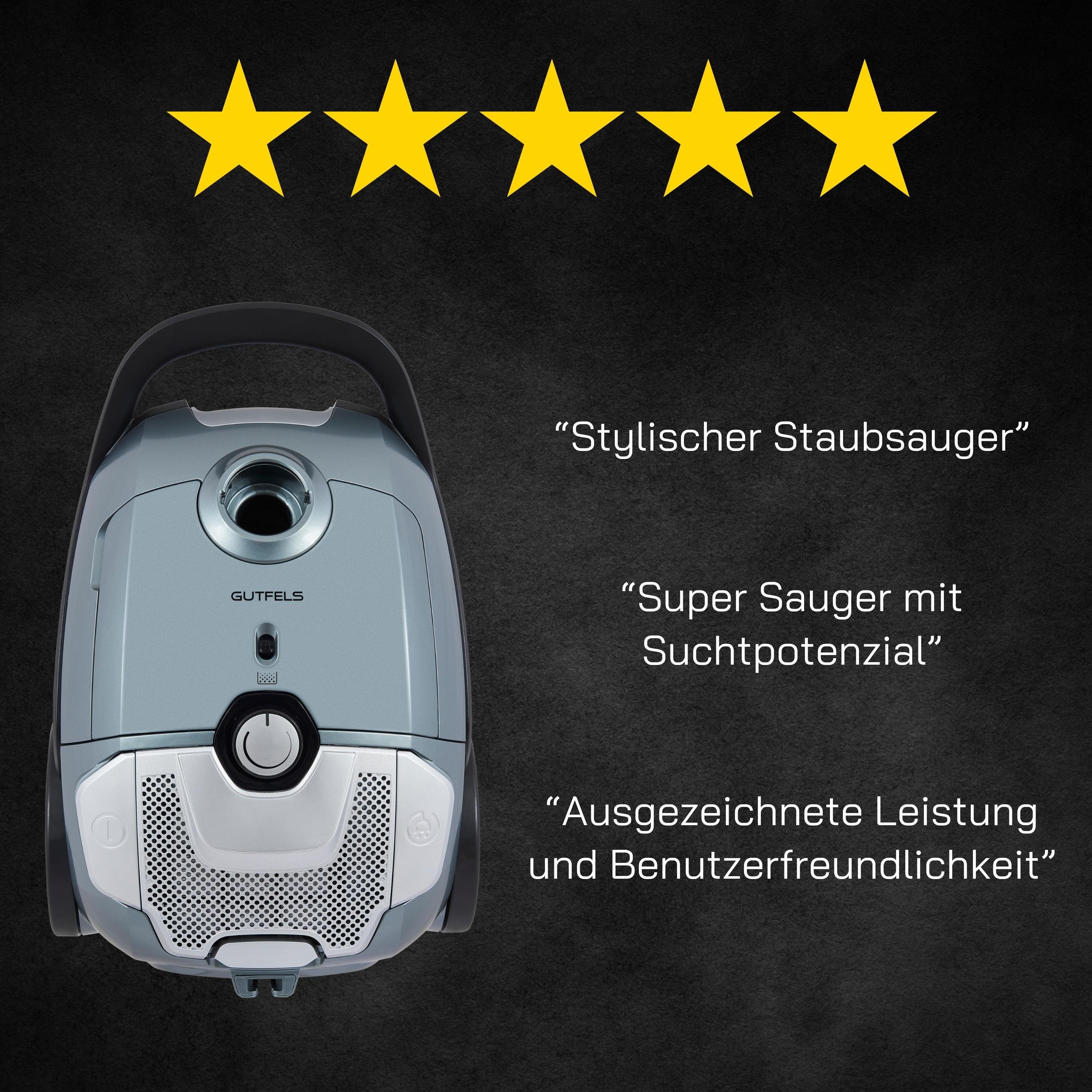 Gutfels Bodenstaubsauger CLEAN 2010, 800 W, mit Beutel, Premium Bodenstaubsauger, HEPA-Filter und XXL-Staubbehälter