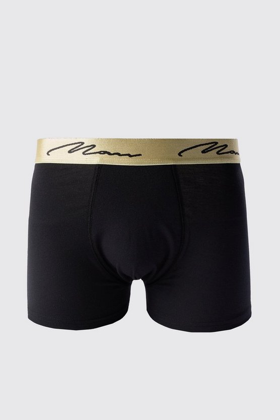 Schwarze Man Signature Boxershorts mit Gold-Bund
