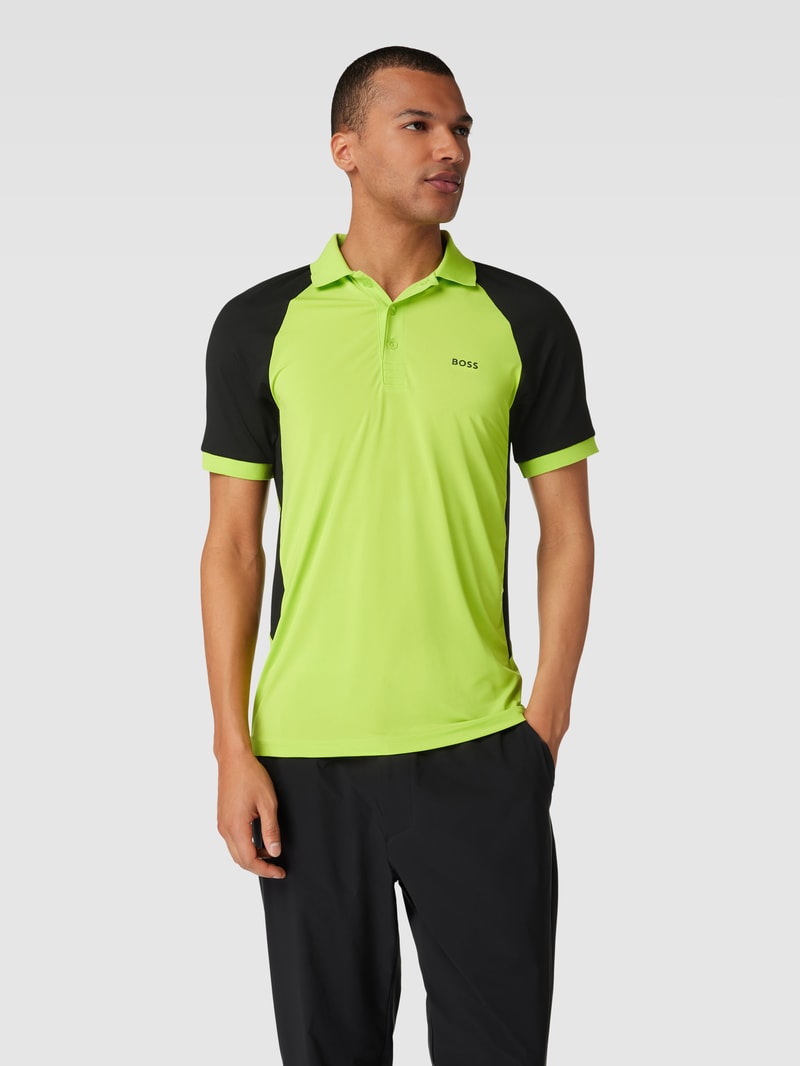 Poloshirt in Two-Tone-Machart Modell 'Pauletech' in neon grün