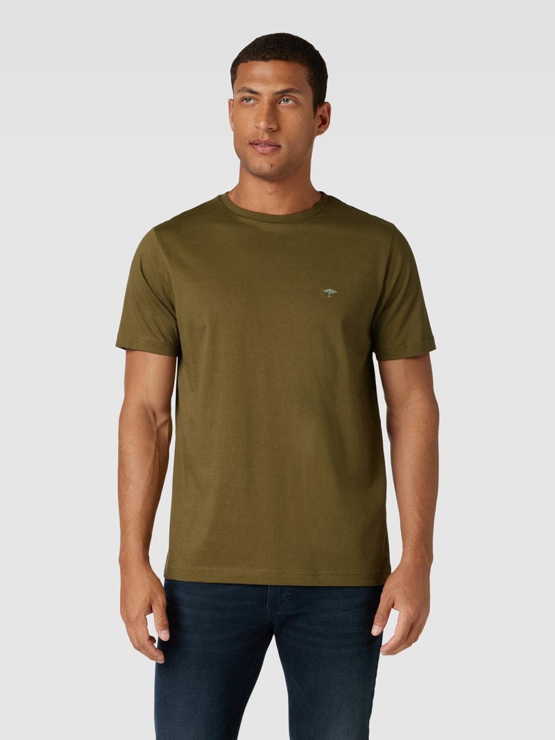 T-Shirt mit Rundhalsausschnitt in olivgrün