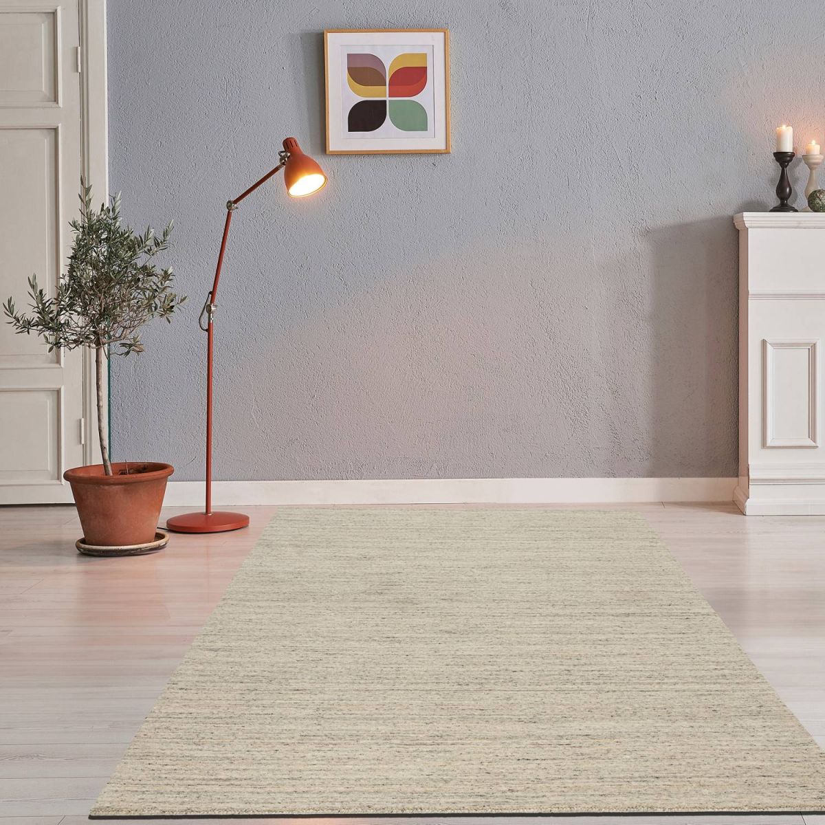 Handloom aus Indien Pure uni Grey 170 x 240 cm
