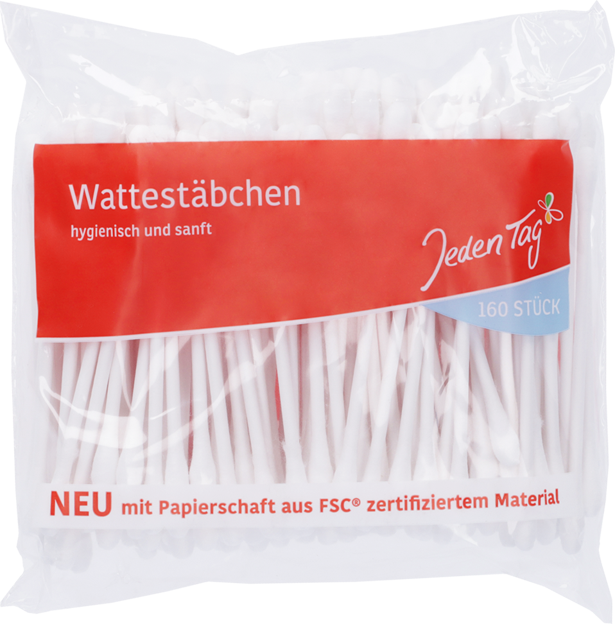 Jeden Tag Wattestäbchen mit Papierschaft Nachfüllpack