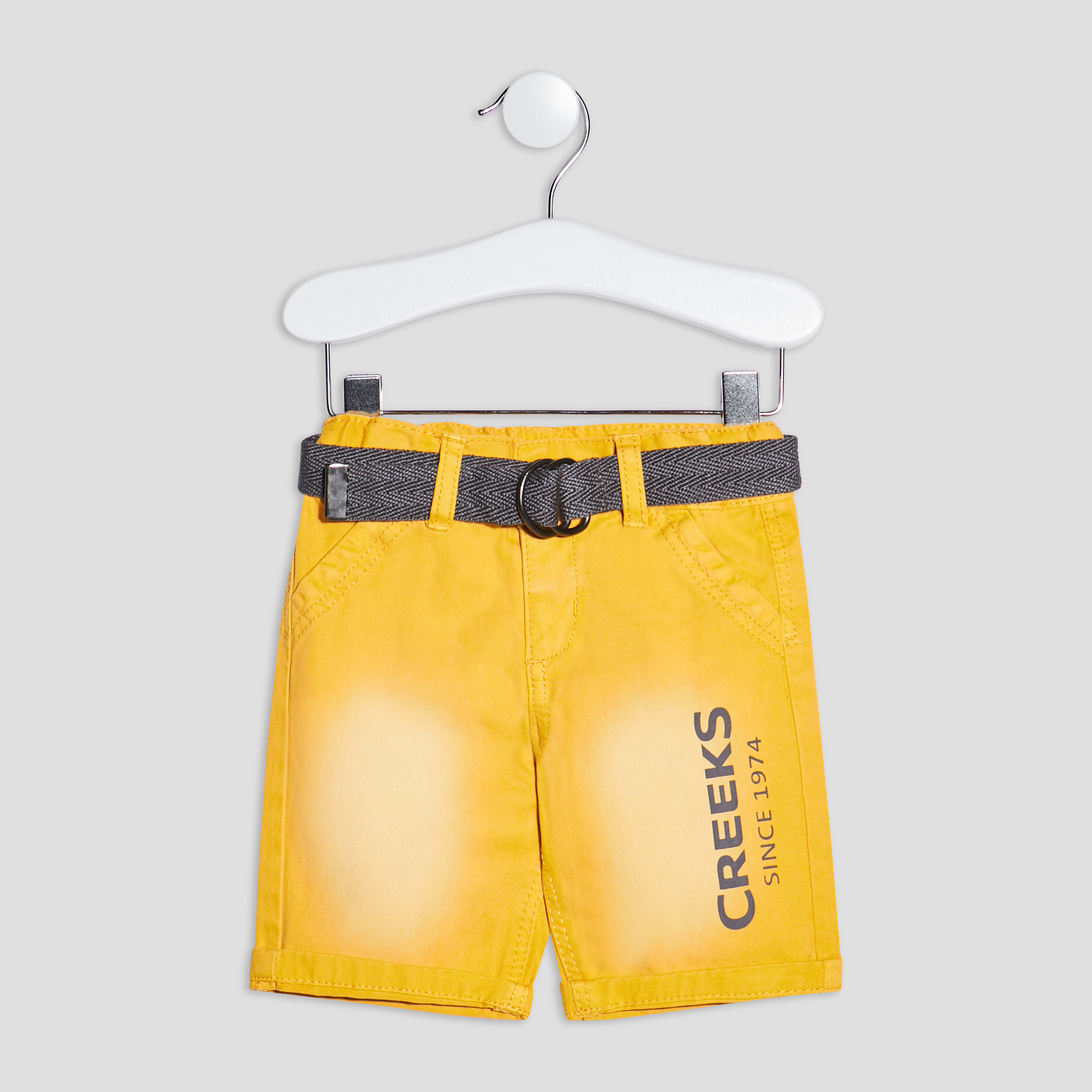Bermuda droit ceinturé Creeks jaune bébé garçon | La Halle