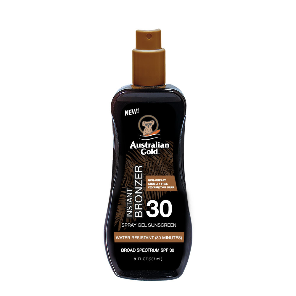 australian gold SPF 30 Spray Gel avec agent bronzant 237 ml Spray Gel solaire avec agent bronzant