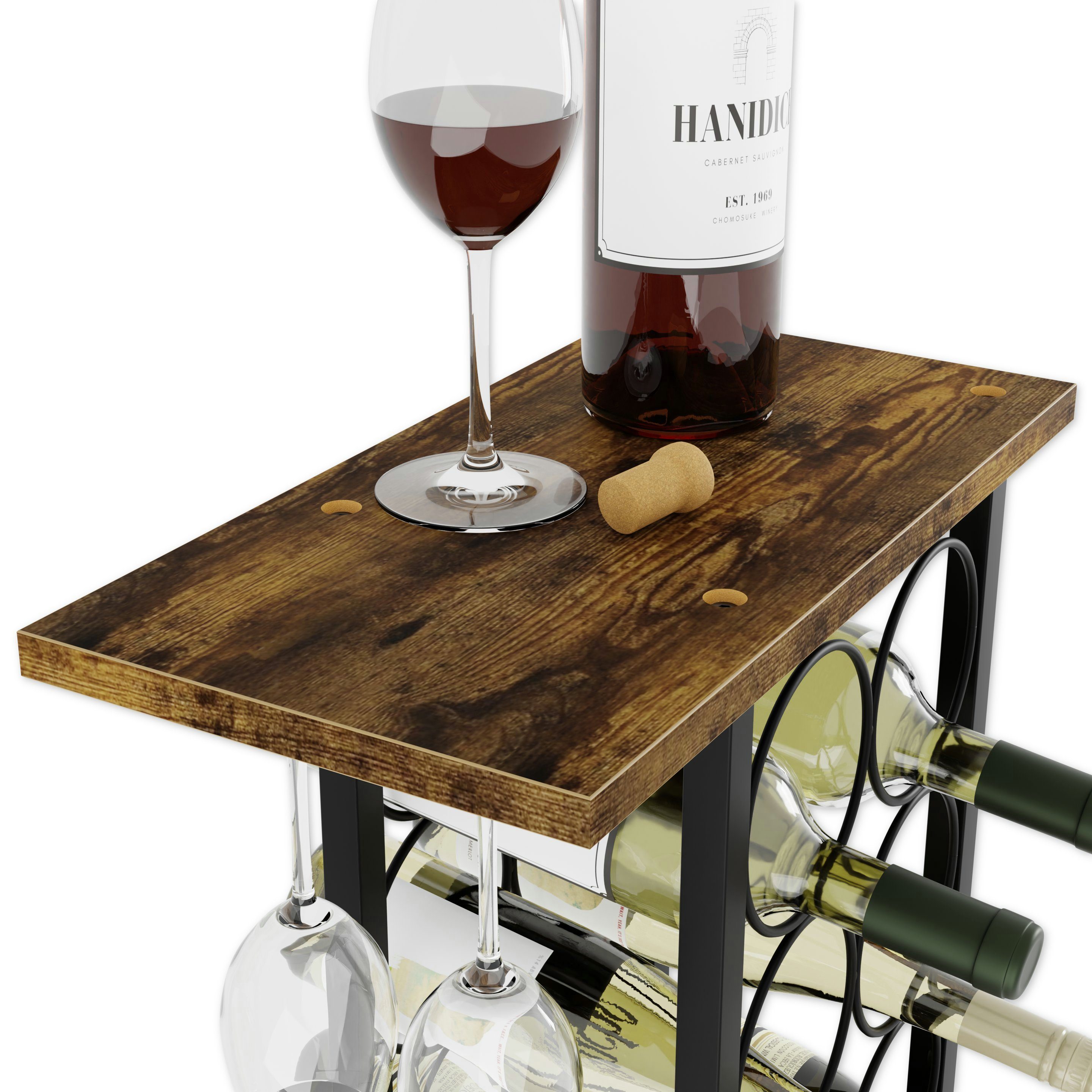 Lenmar Weinregal Weinregal aus Metall, Flaschenregal, Regale, Flaschenhalter LOFT 2-6G