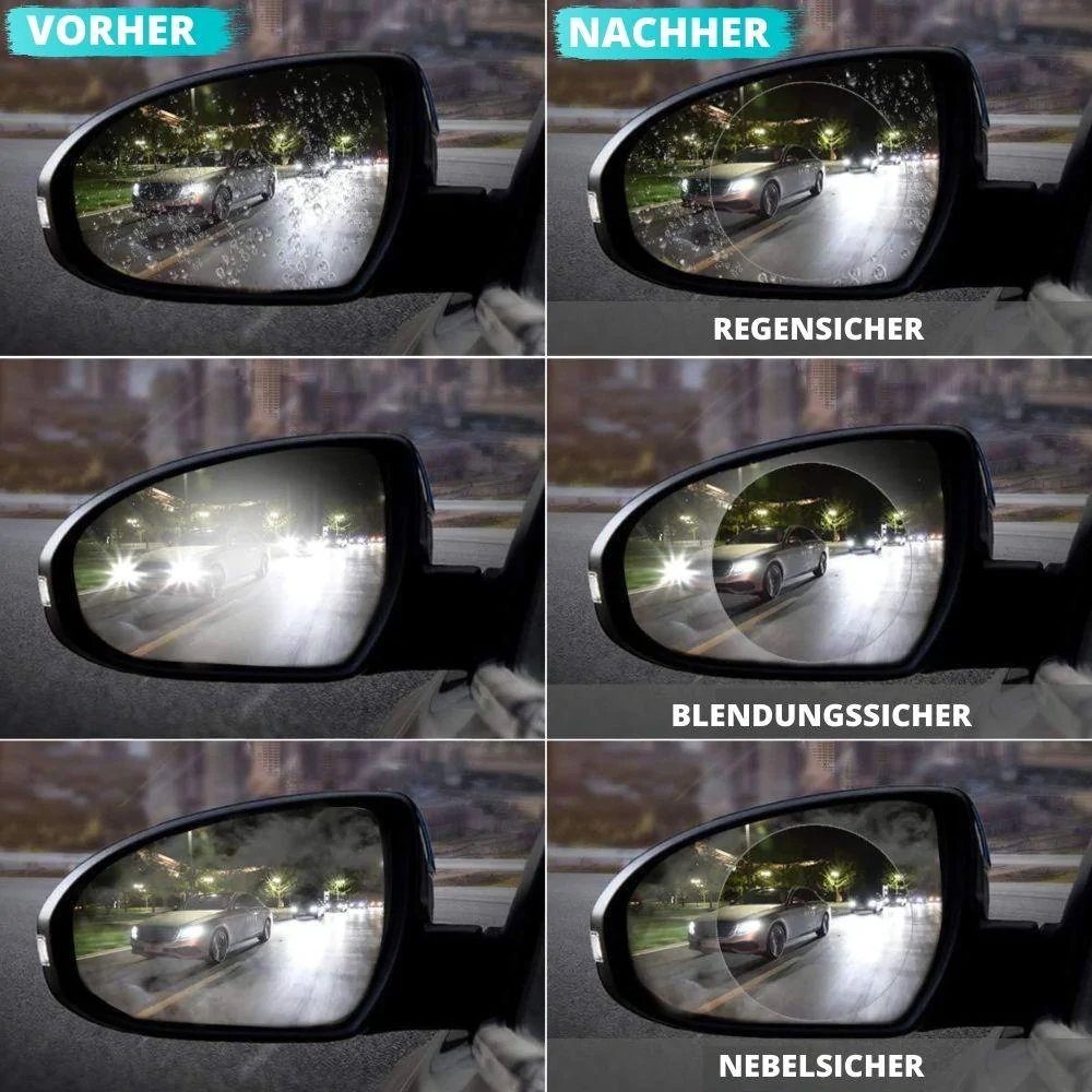 Fensterfolie Nano Seitenspiegel-Antibeschlagfolie für klare Sicht Anti Beschlag Auto Rückspiegel Spiegel Folie Anti Nebel Blendfreie Schutzfolie Wasserdicht (Doppelpack), MAVURA