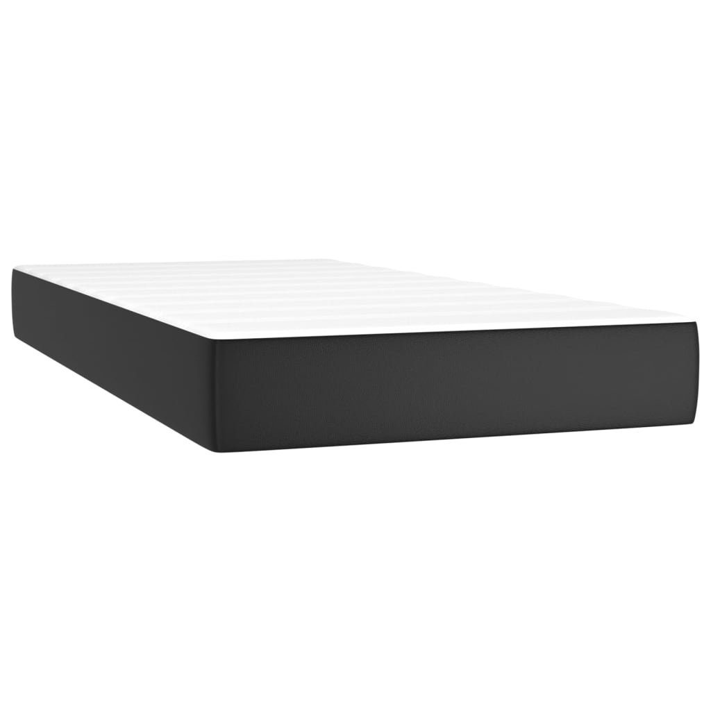 vidaXL Bett Boxspringbett mit Matratze & LED Schwarz 80x200 cm Kunstleder