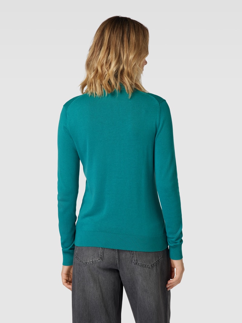 Rollkragenpullover in Melange-Optik in petrol