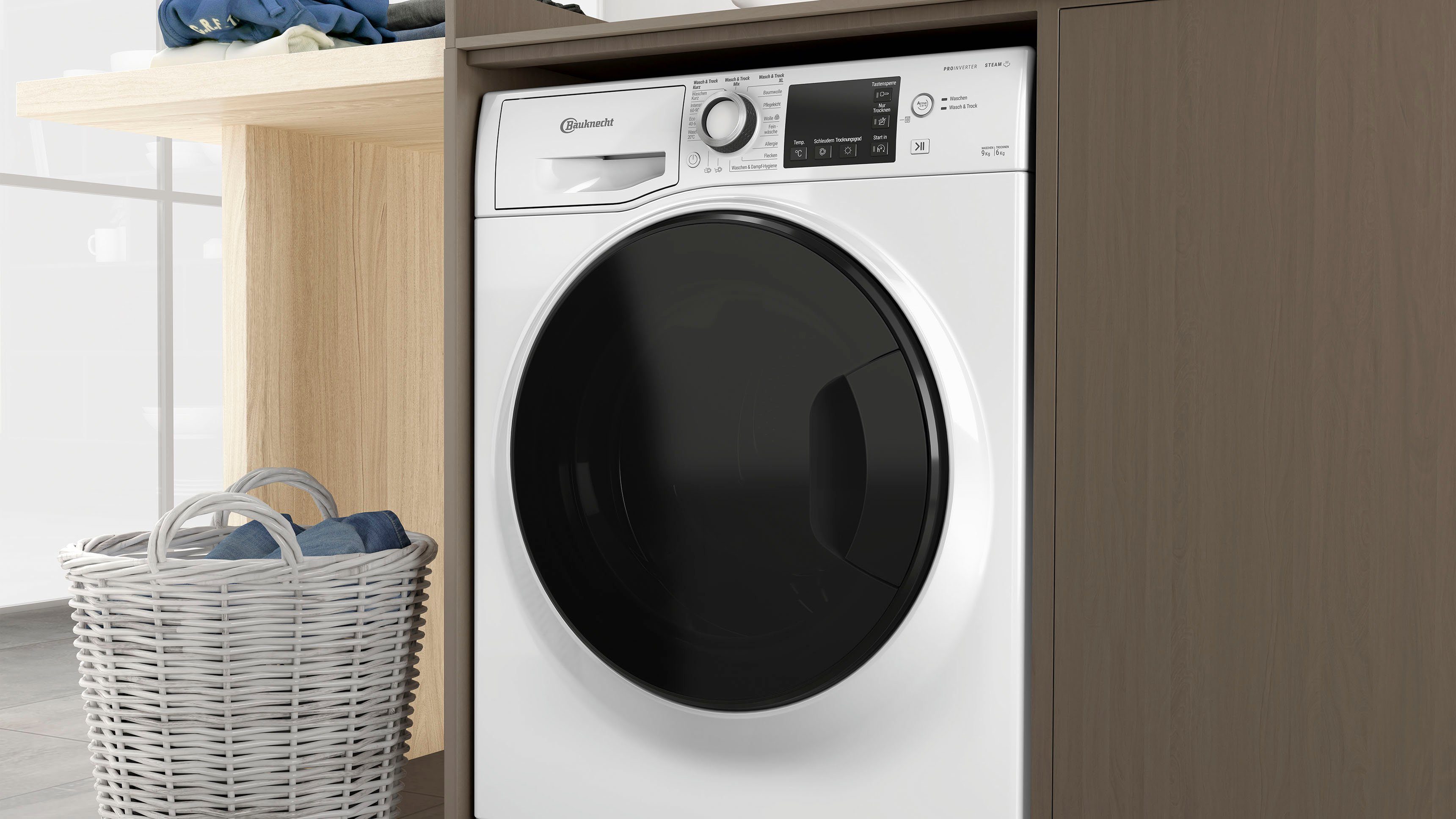 BAUKNECHT Waschtrockner WT Super Eco 96S 41 N, 9 kg, 6 kg, 1400 U/min, 4 Jahre Herstellergarantie