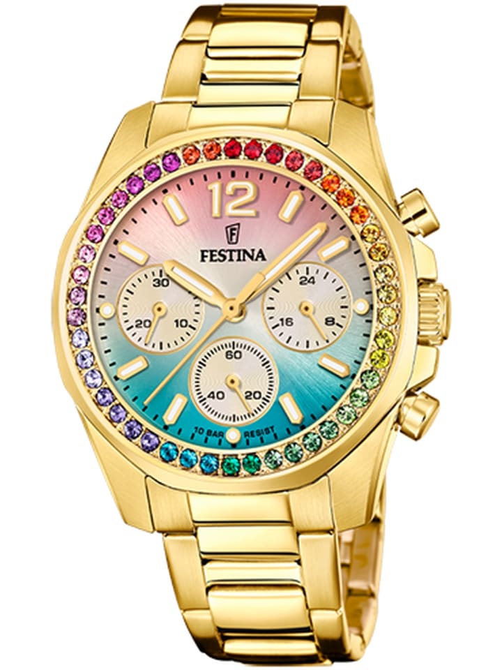 Festina Edelstahl vergoldet Armbanduhr 38,1mm günstig kaufen onesize