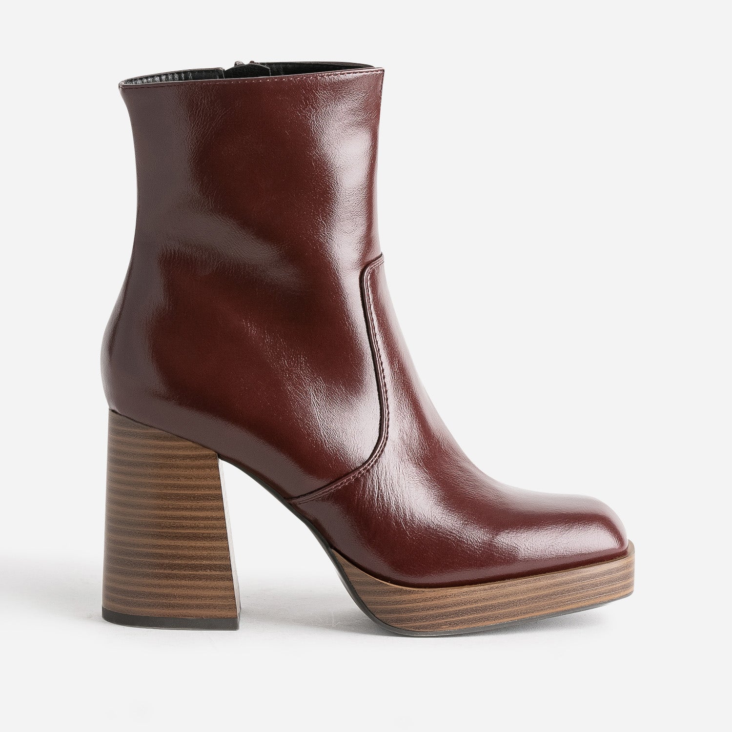 Boots bordeaux éco-conçu à plateforme et talon flare