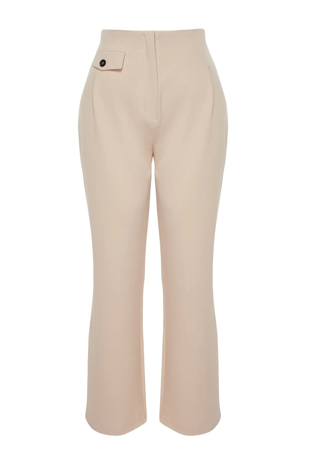 Trendyol Curve  Cremefarbene gewebte Hose mit Taschendetail TBBAW24AR00015