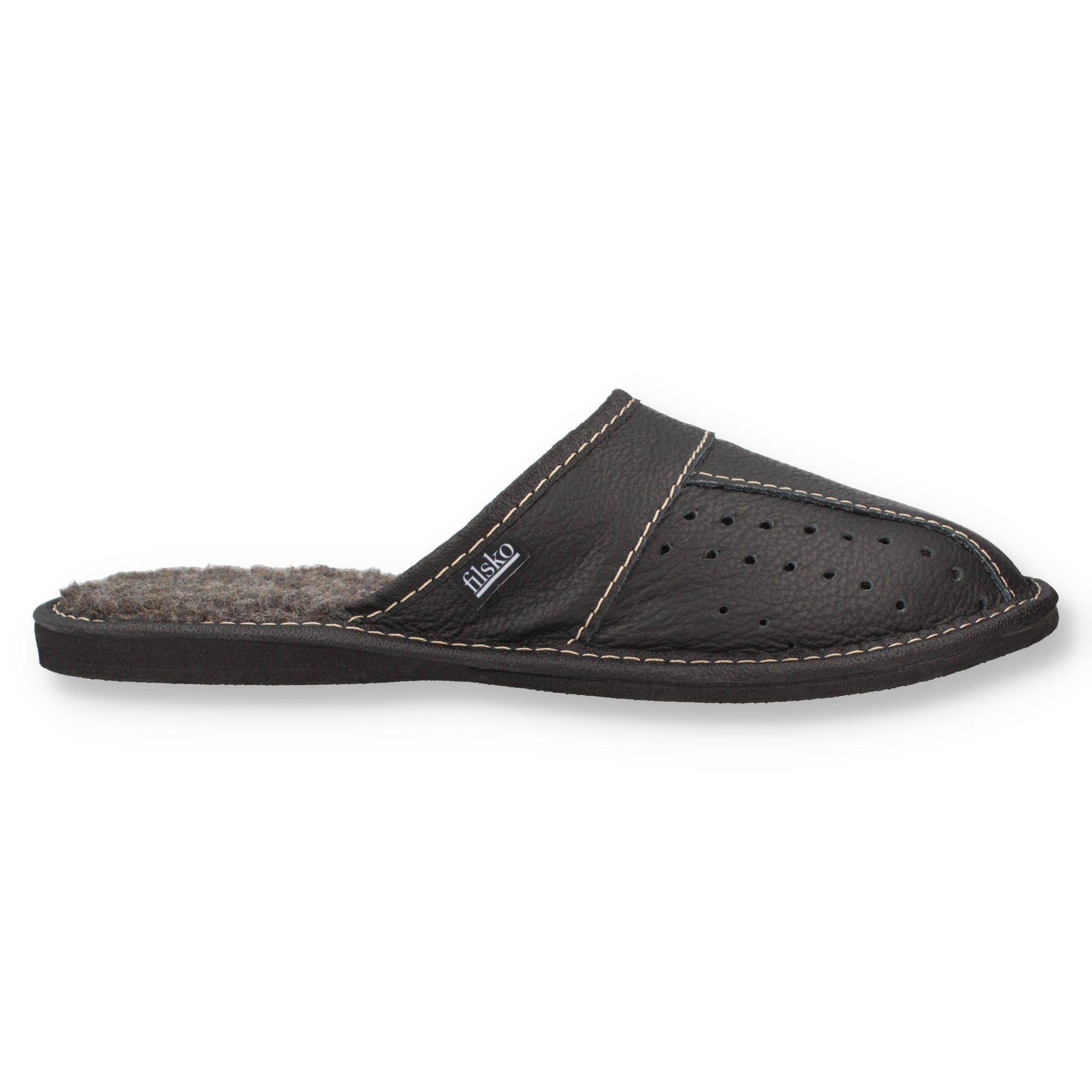 filsko Elegante Leder Pantoffeln für Herren Hausschuh Bis Schuhgröße 50!
