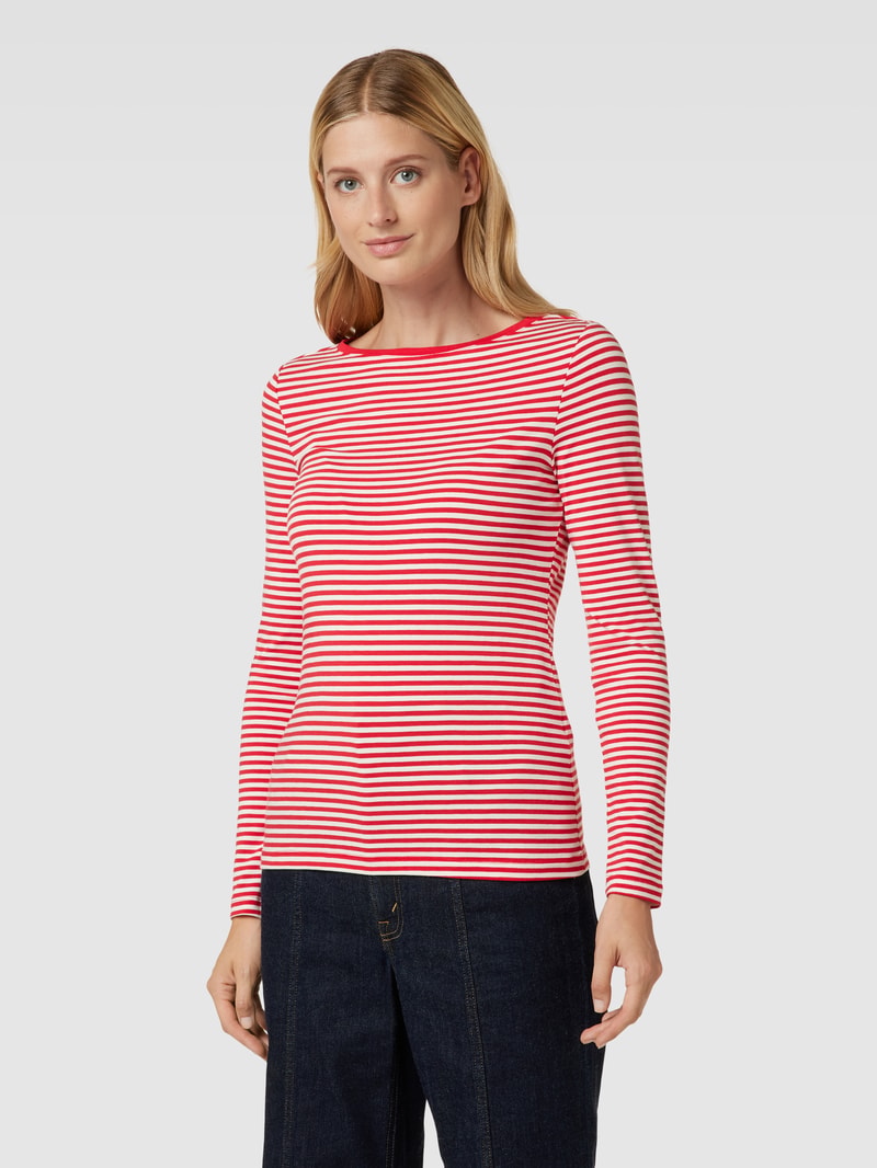 Longsleeve mit Streifenmuster und U-Boot-Ausschnitt in rot