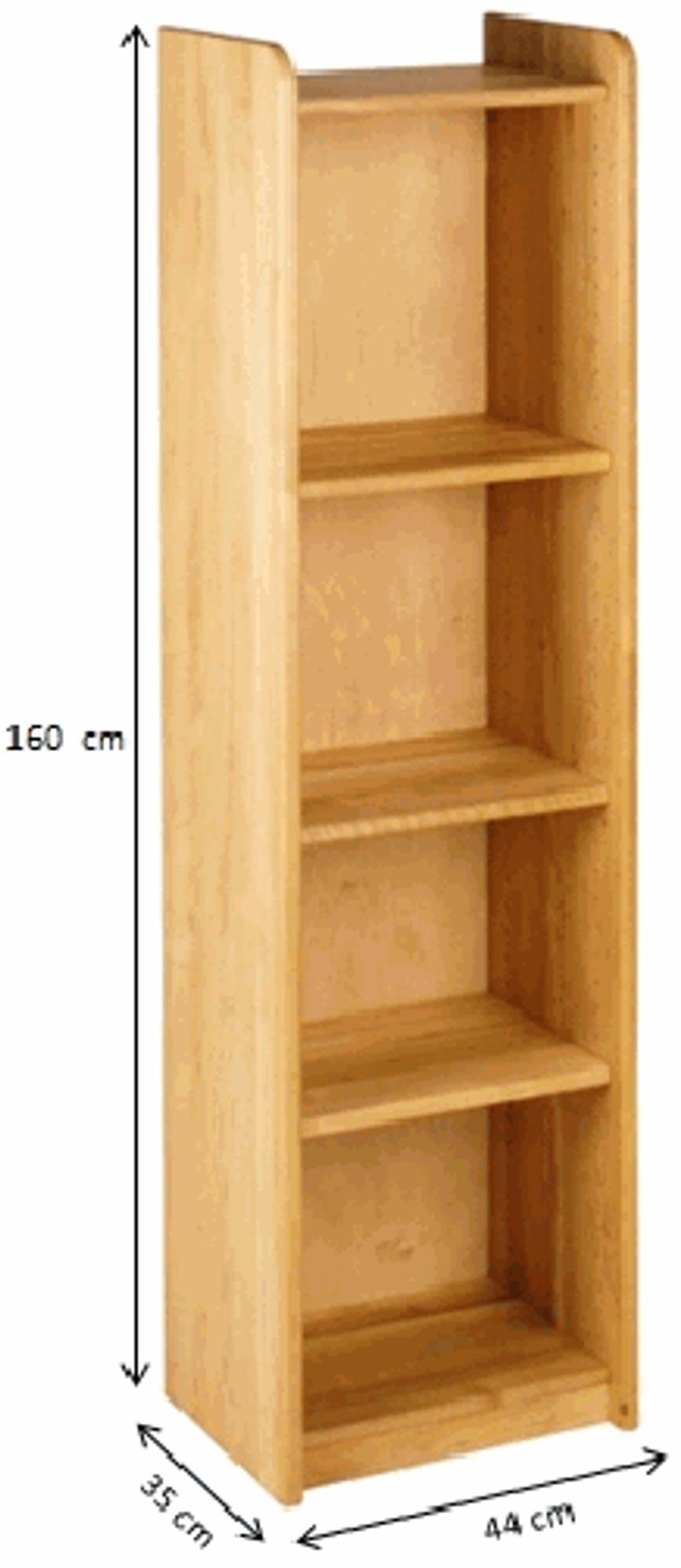 BioKinder - Das gesunde Kinderzimmer Eckregal Lara, Set Regalwand Ecklösung 160 cm Höhe, Erle