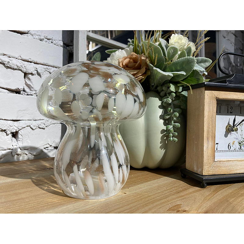 Home Glasslampe 13x15 cm LED sopp hvit