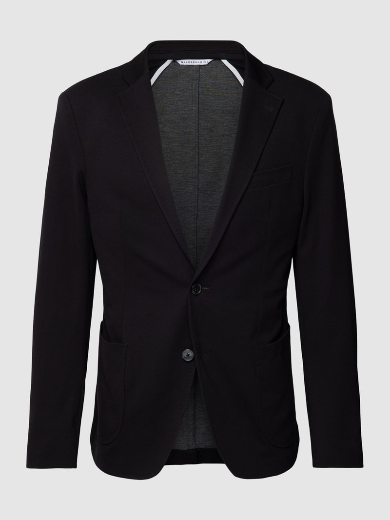 Slim Fit 2-Knopfsakko mit Anstecknadel Modell 'Seba' in schwarz