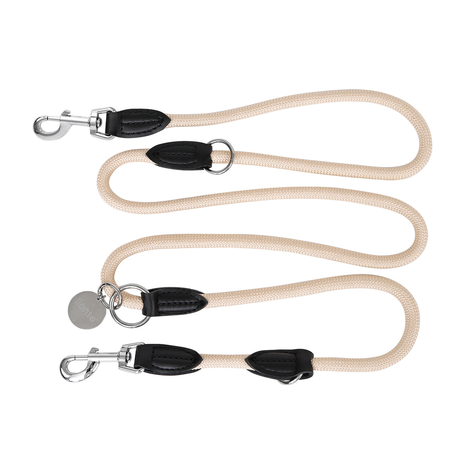 Lionto Hundeleinen Lionto verstellbare Hundeleine, Doppelleine beige