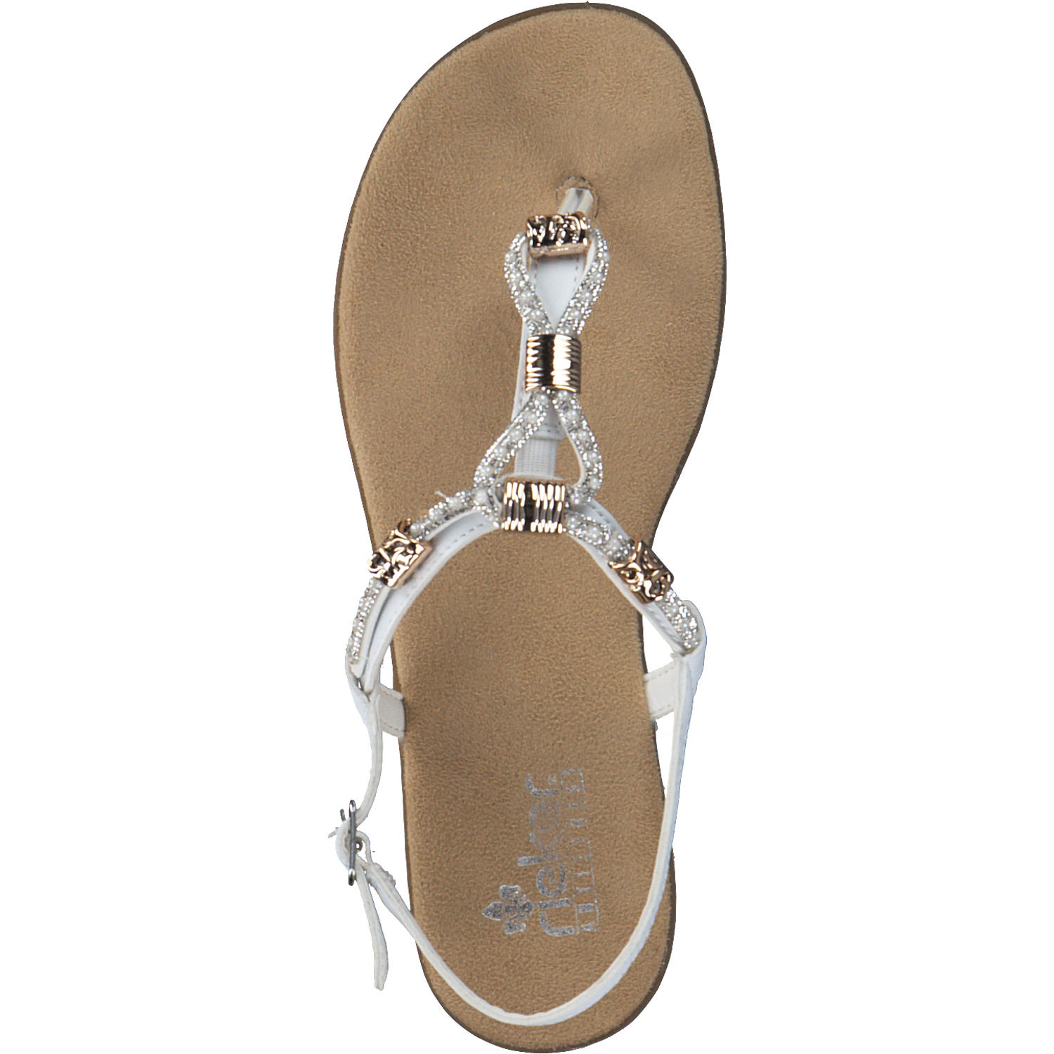 Rieker 64271, T-Steg-Sandalen, Damen, WEISS