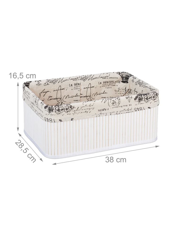 relaxdays Aufbewahrungskorb in Weiß - (B)38 x (H)16,5 x (T)28,5 cm günstig kaufen onesize
