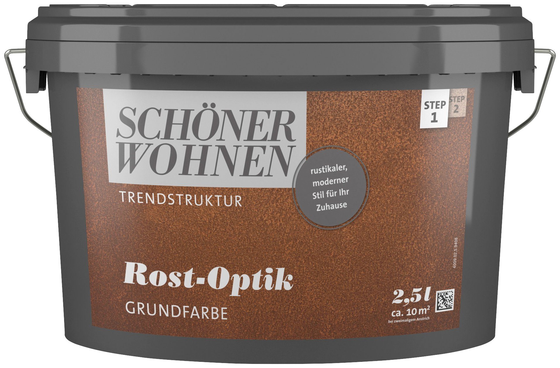 SCHÖNER WOHNEN FARBE Wand- und Deckenfarbe TRENDSTRUKTUR Rost-Optik Grundfarbe, 2,5 Liter, Grundfarbe für die Rost-Optik