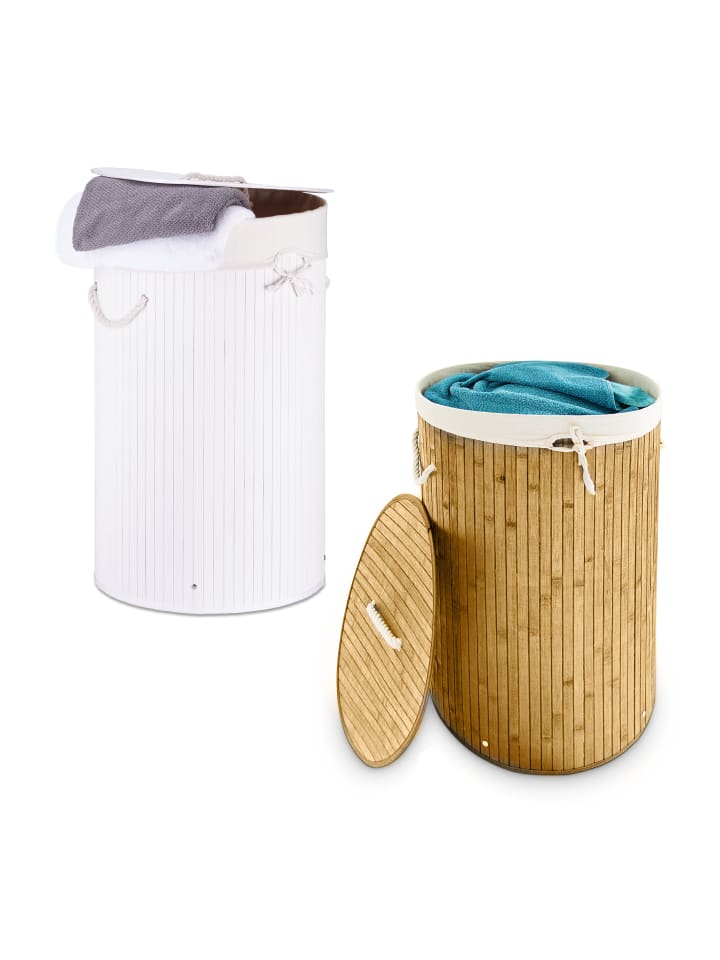 relaxdays 2x Wäschekorb in Natur/ Weiß - Je 80 l günstig kaufen onesize