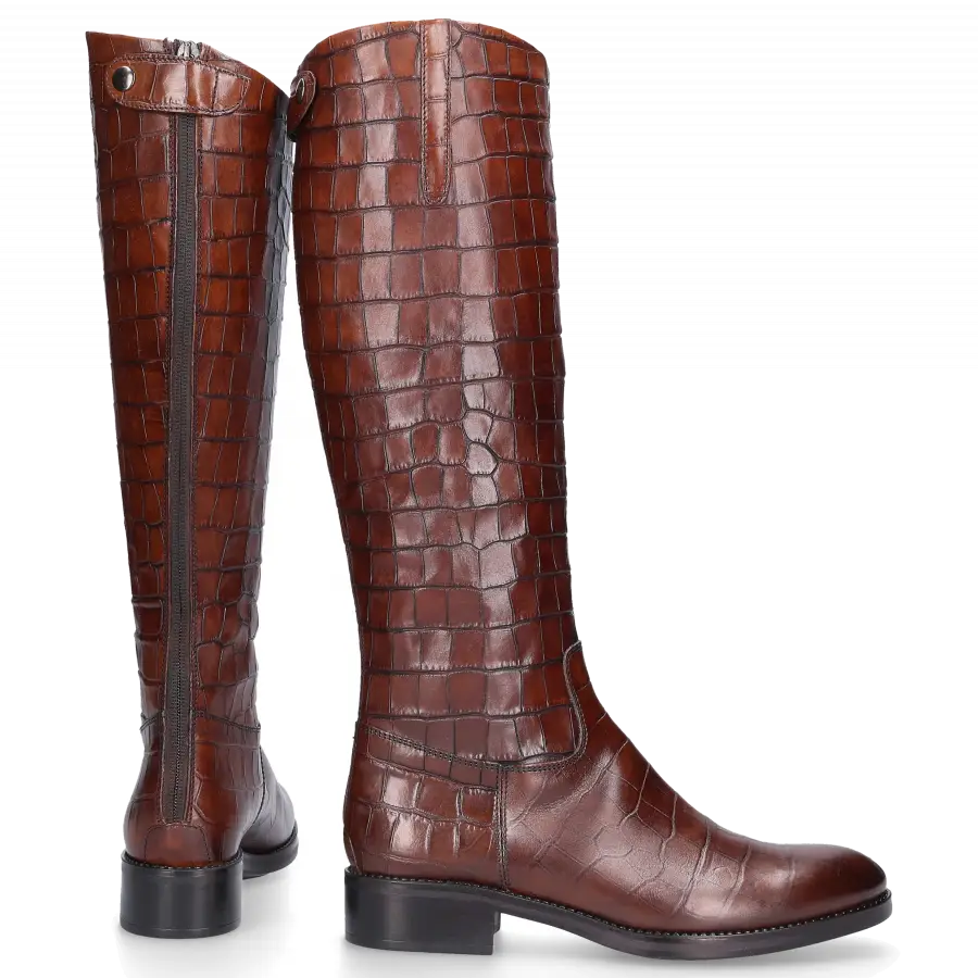 EN AVANT - Stiefel 920-19 Kalbsleder Krokodillederprägung braun - braun