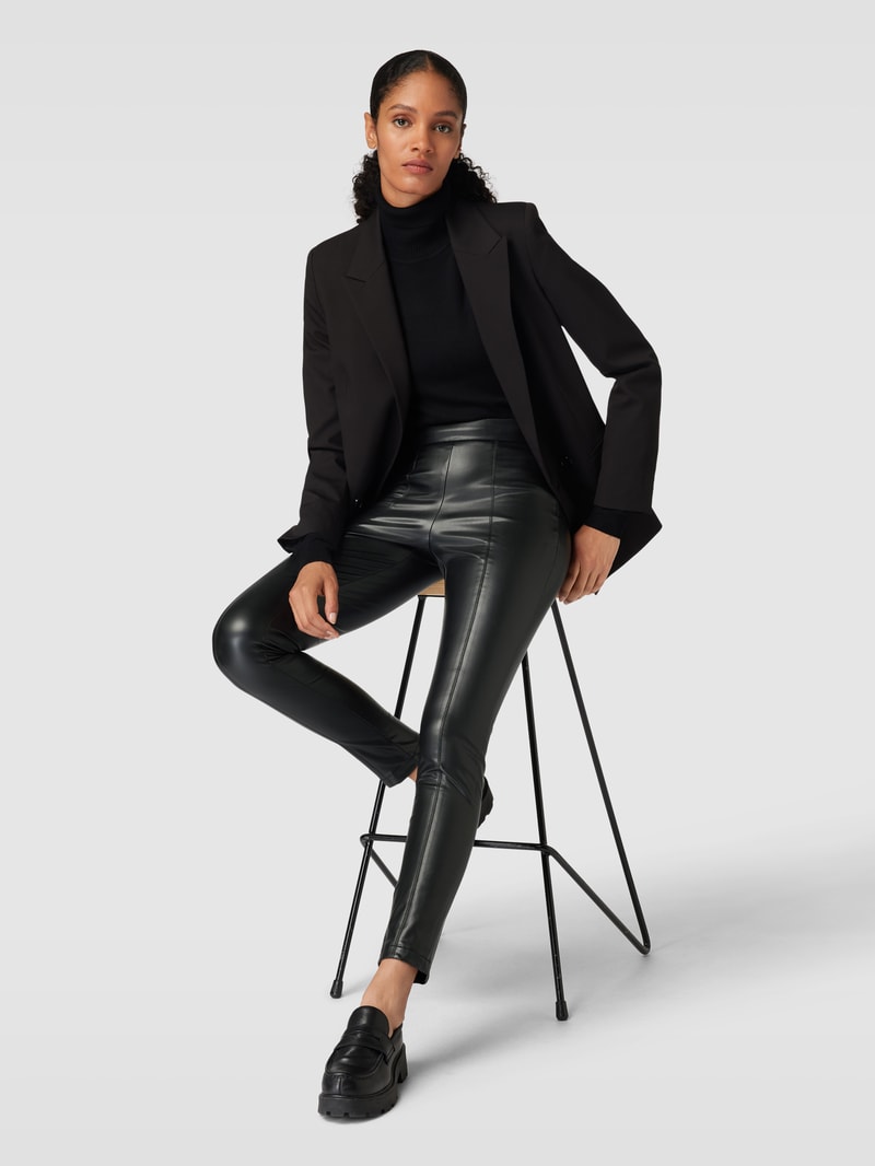 Leggings in Leder-Optik mit elastischem Bund in schwarz