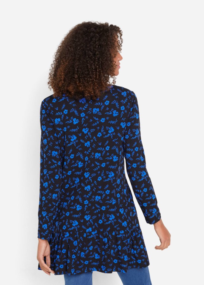 Bedruckte Shirt-Tunika mit LENZING™ ECOVERO™, langarm