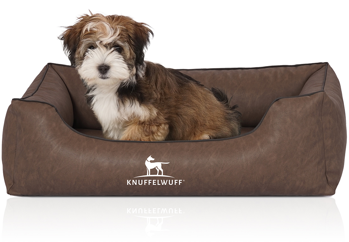 Knuffelwuff Hundebetten Knuffelwuff Hundebett Henderson aus marmoriertem Kunstleder braun M-L