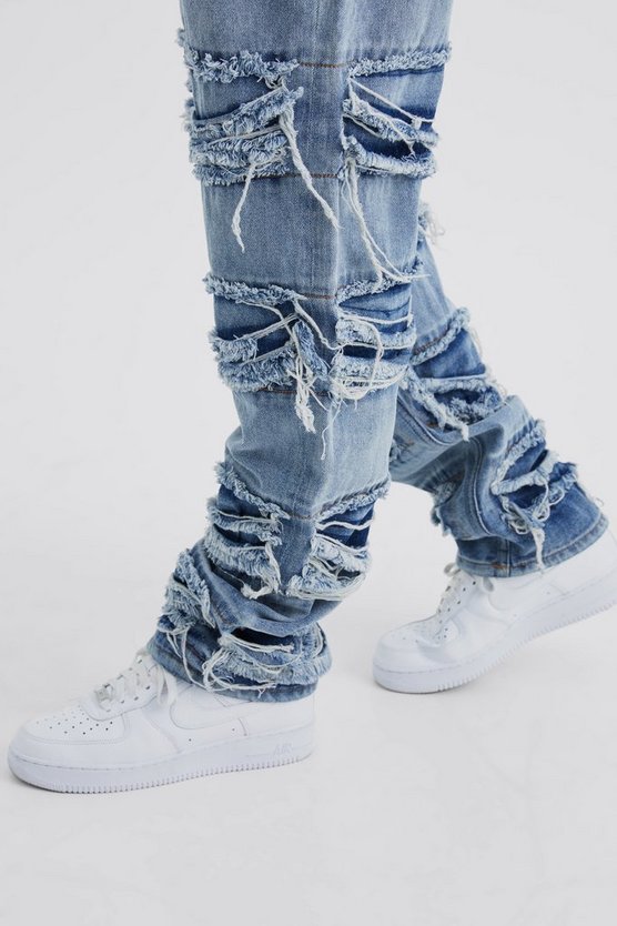 Lockere ausgefranste Jeans