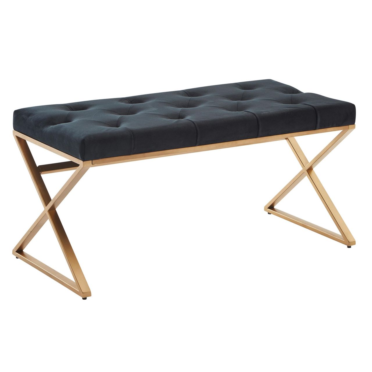 Skyport WOHNLING Sitzbank Schwarz Polsterbank 90 cm Bettbank Chesterfield Flurbank Samt