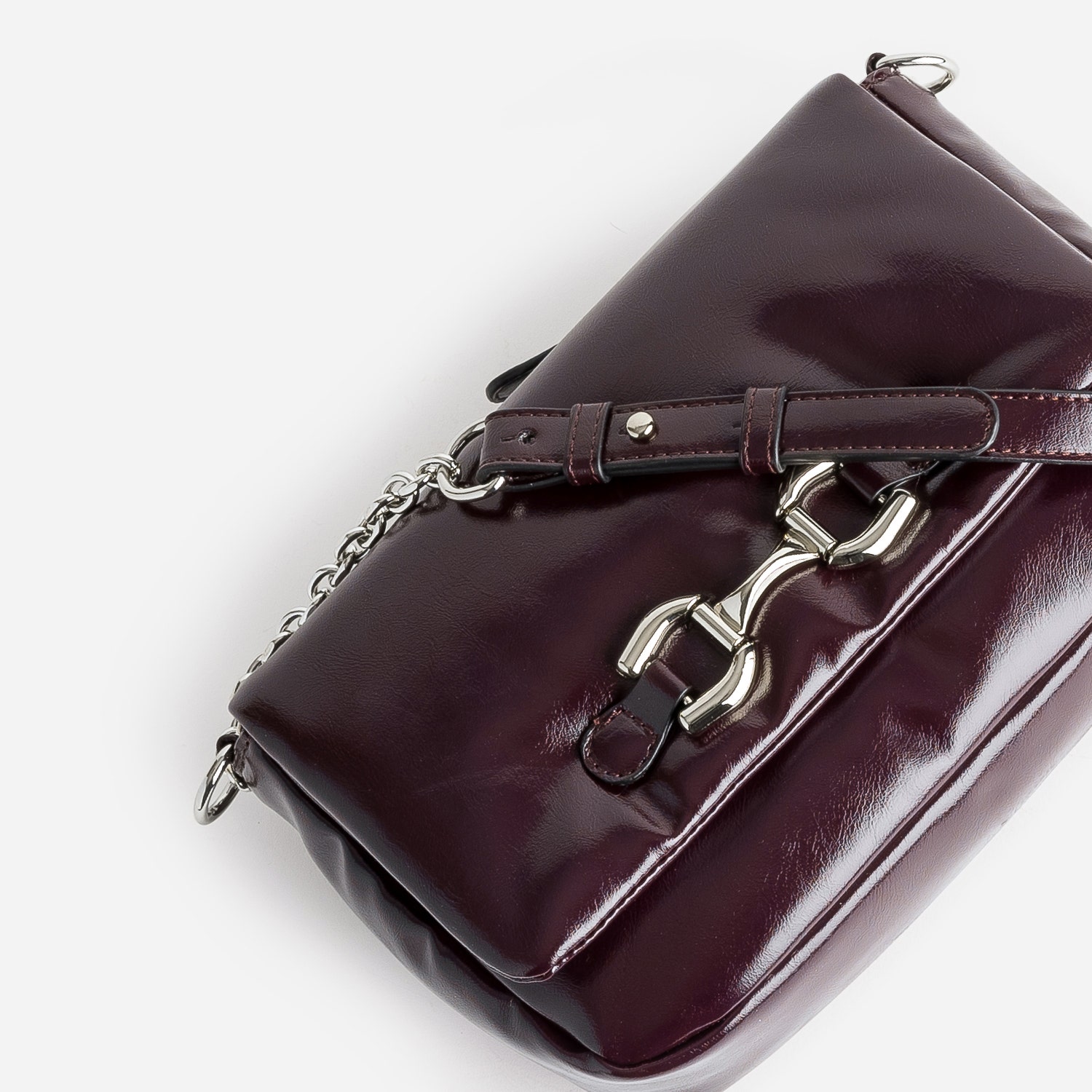 Sac à main TEXTO bordeaux glacé décor mors