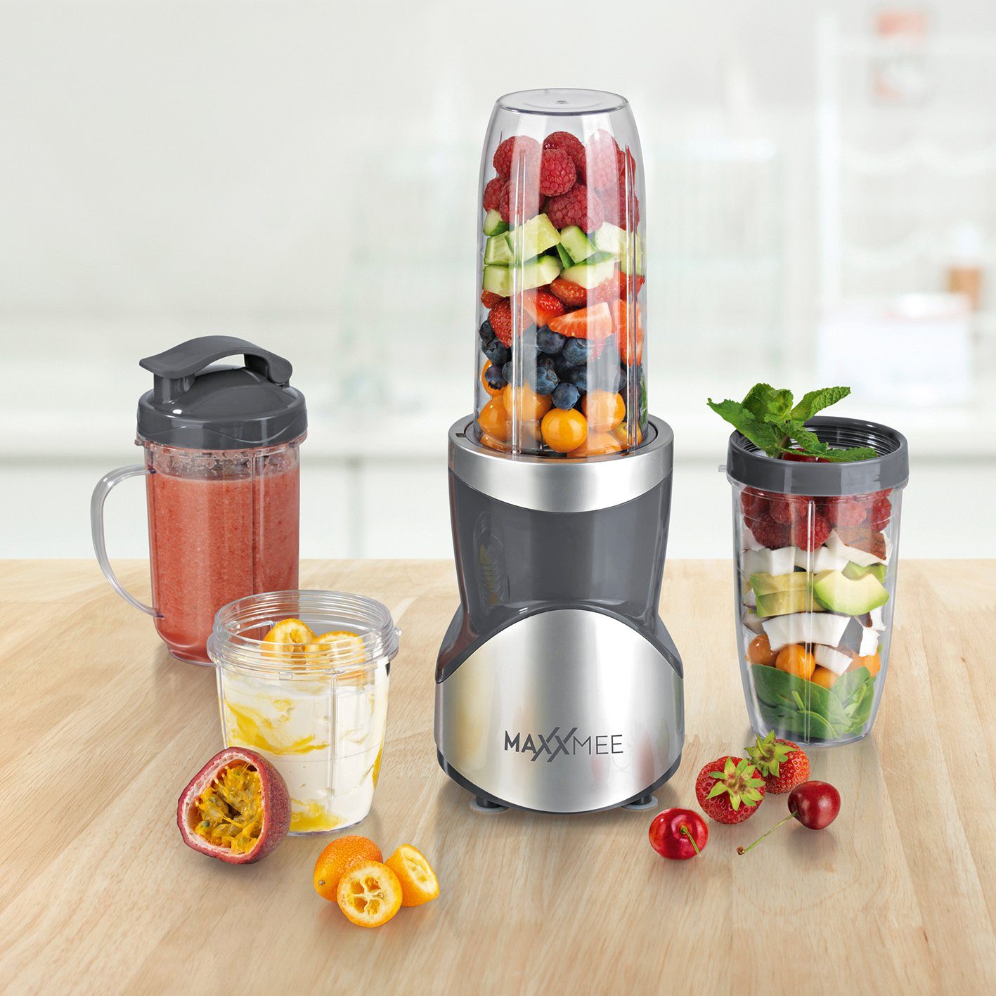 MAXXMEE Smoothie-Maker Standmixer inkl. To-Go Deckel, 380 W, 12 Teile
