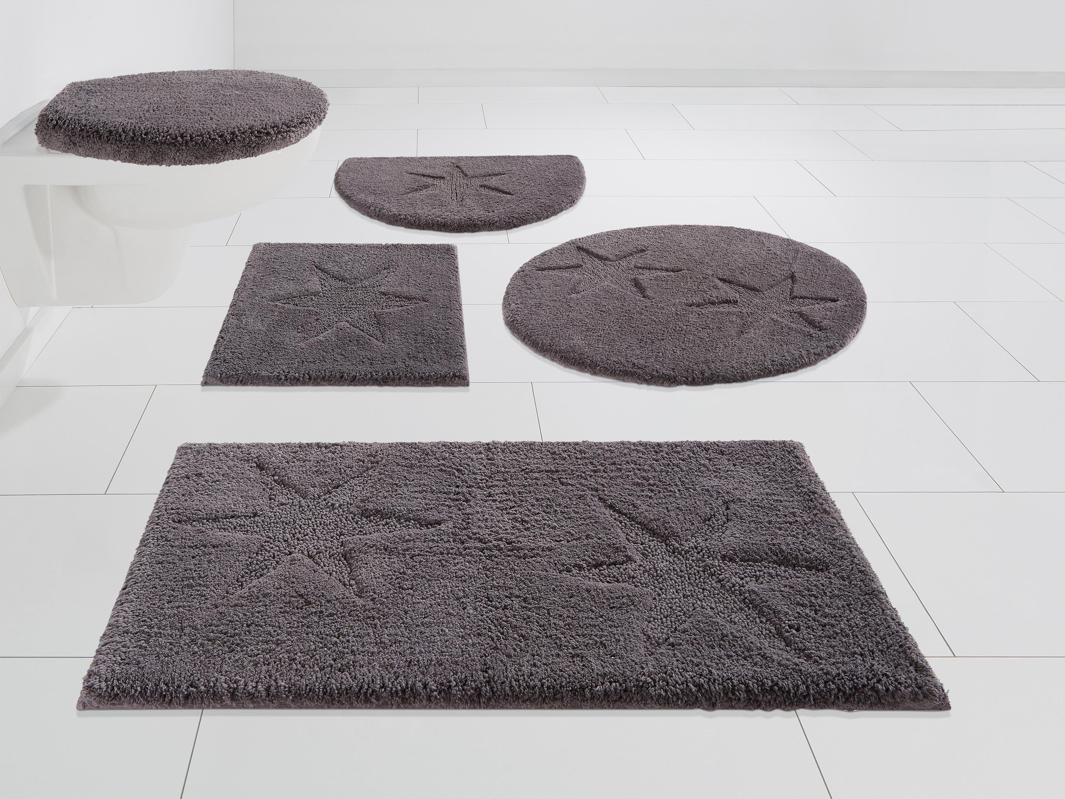 Badematte Marie andas, Höhe 13 mm, rutschhemmend beschichtet, fußbodenheizungsgeeignet, schnell trocknend, strapazierfähig, Baumwolle, rechteckig, Badteppich, Stern Motiv, Hoch-Tief-Struktur, auch als Set
