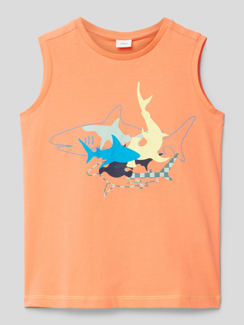 Tanktop mit Motiv-Print in orange