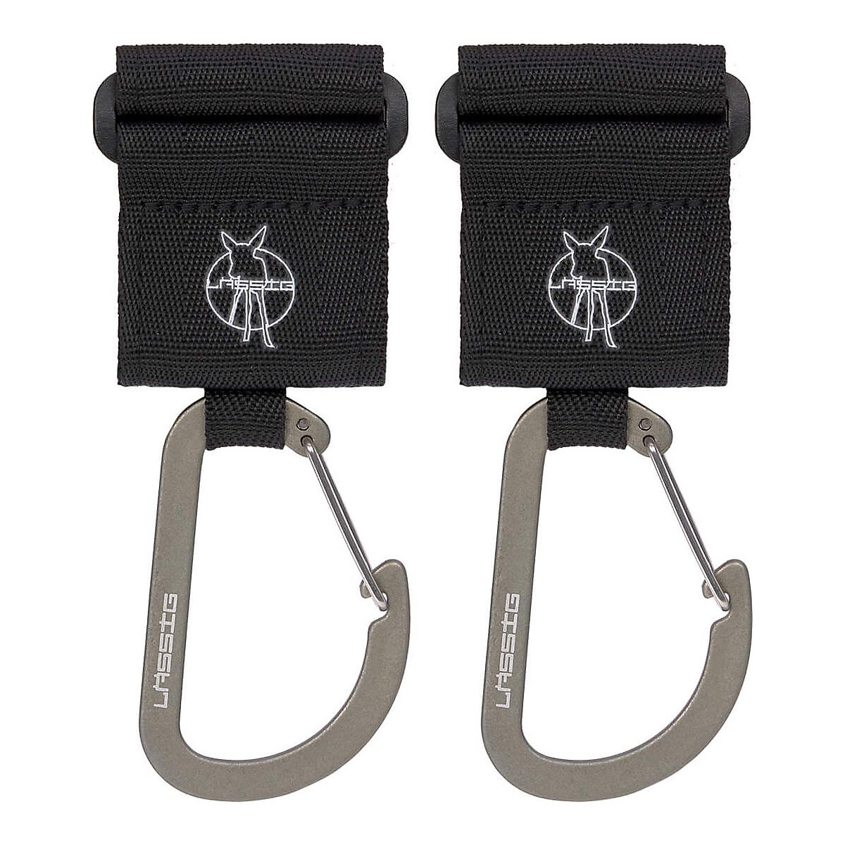 Kinderwagenhaken mit Karabiner schwarz, 2 Stück