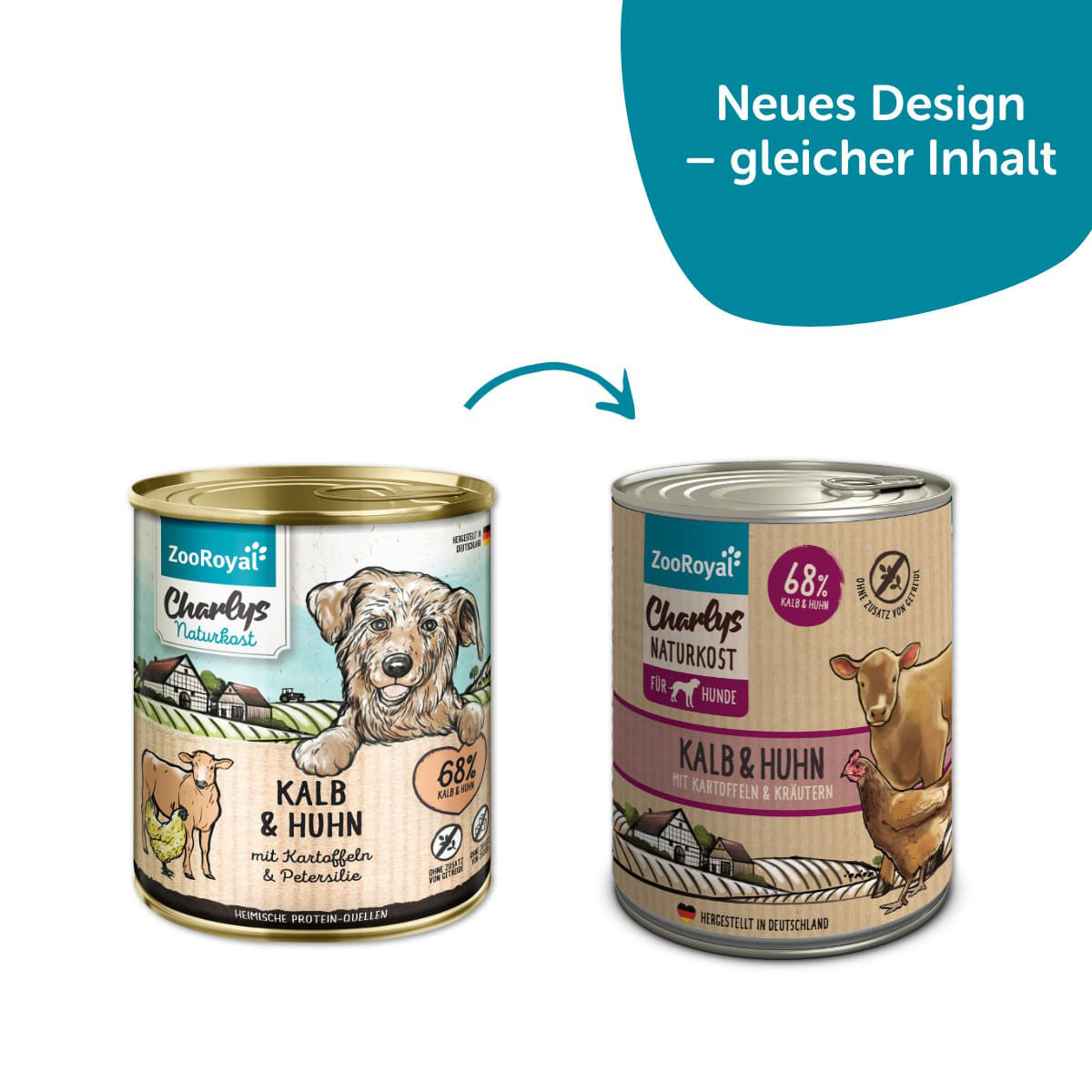 ZooRoyal Charlys Naturkost Kalb, Huhn, Kartoffeln & Kräuter