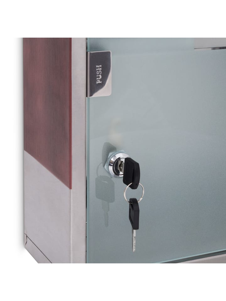 relaxdays Medizinschrank in Silber/Braun - (B)30 x (H)45 x (T)12 cm günstig kaufen onesize