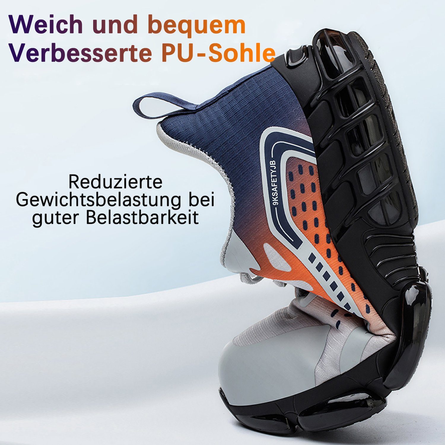 TOPMELON Stahlkappenschuhe mit Schnell trocknendes Futter Sicherheitsschuh