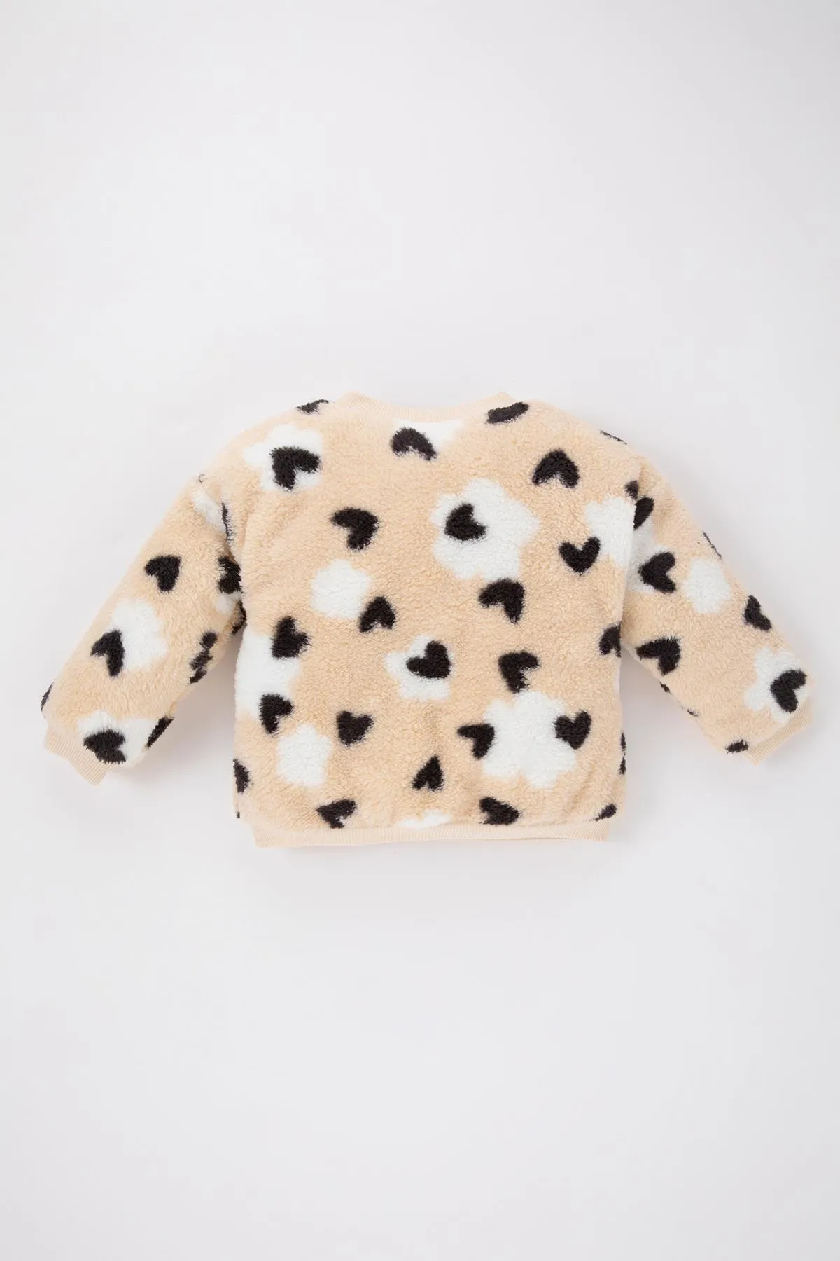 DeFacto  Sweatshirt aus Welsoft-Plüsch mit Rundhalsausschnitt und Herzmuster für Babys, Mädchen, reguläre Passform